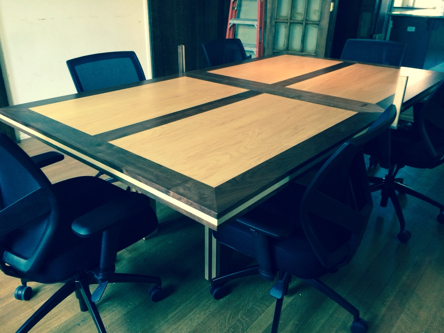 Custom two-tone hardwood conference table